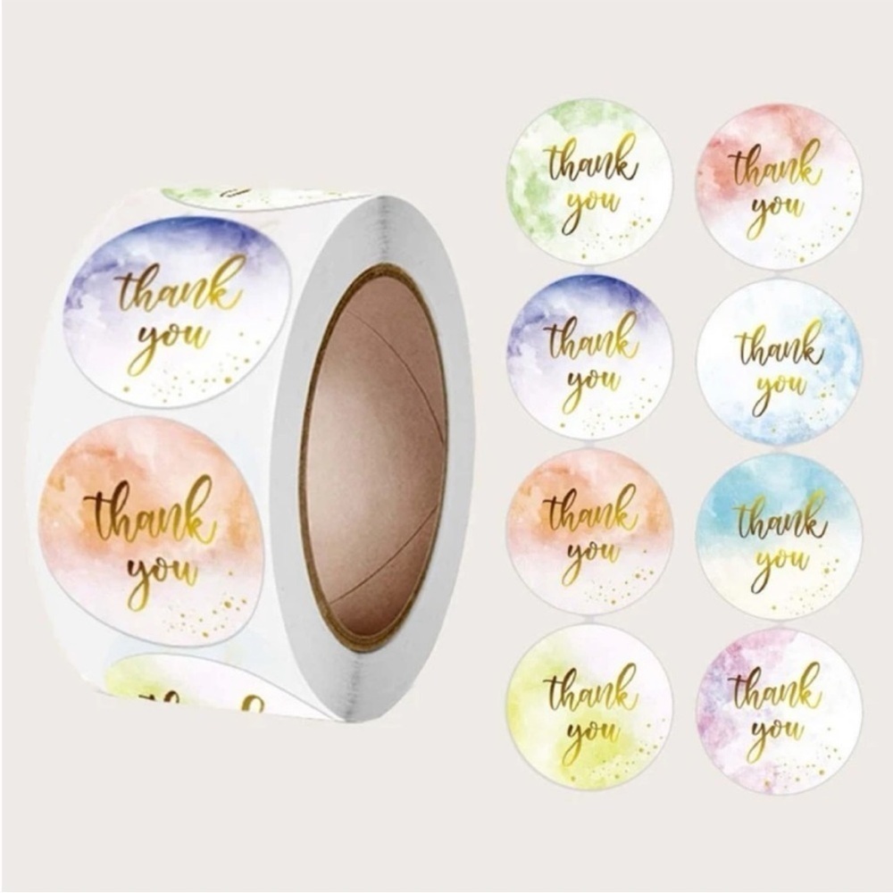 NWT- 500 Watercolor Thank You Stickers